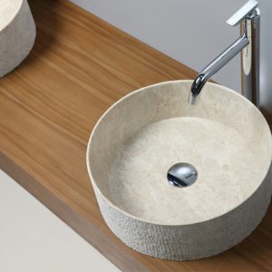 MODENA Countertop Washbasin Ø430 x 150 mm natural stone ORG641 (beige marble) ORG642 (grey marble) ORG644 (black andesite)